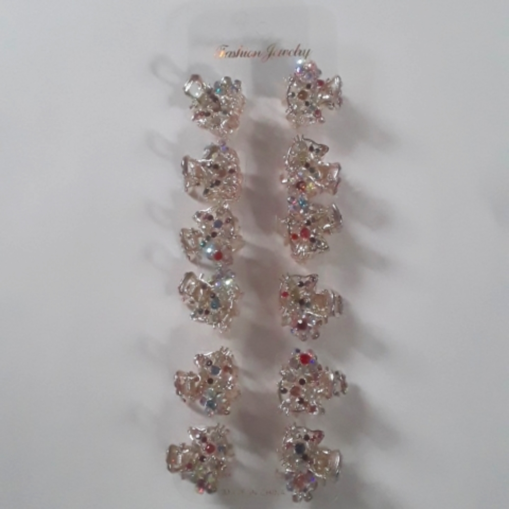 12pc Rhinestone Hair Clips [Cat shaped]